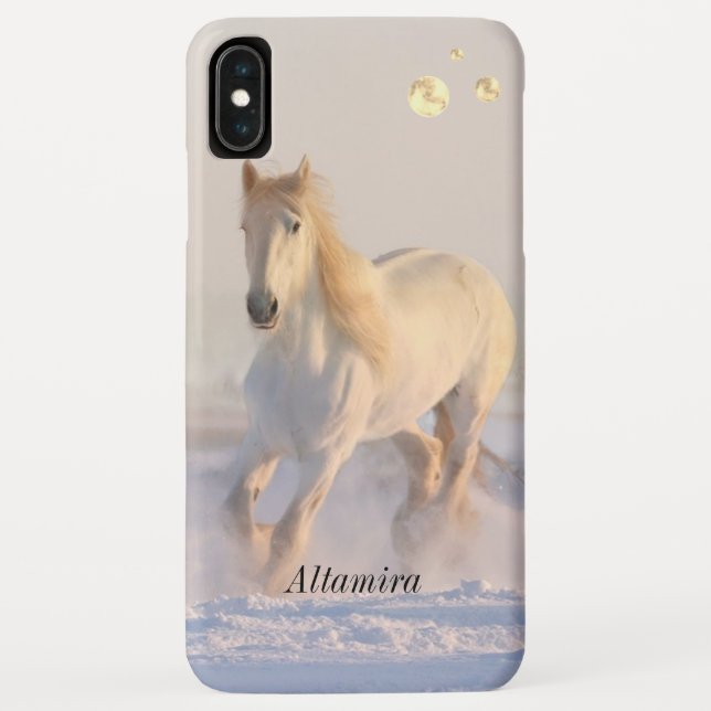 Coques Case-Mate iPhone Points polka, beau cheval blanc & plage (Dos)
