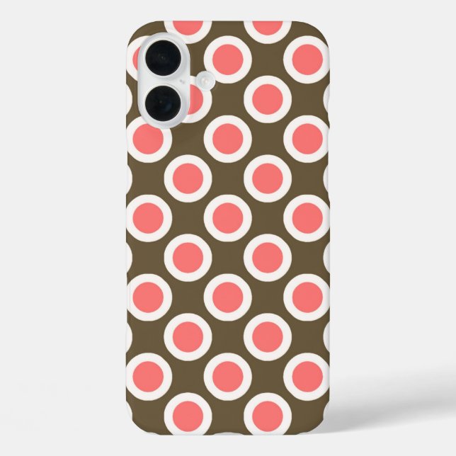 Coques Case-Mate iPhone Points rétro cerclés, taupe et rose corail (Verso)