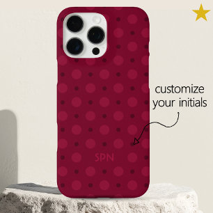 Coque iPhone 16 Pro Max Points Rose Fuchsia Classiques Initiales Nom Perso