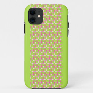 Coque iPhone 11 Points roses et verts