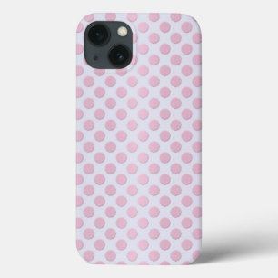 Coques Pour iPhone Points roses sur fond blanc argenté