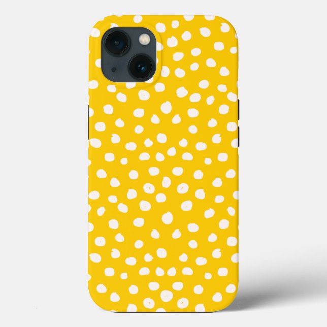 Coques Case-Mate iPhone Points Sauvages Poster de animal Jaune Et Blanc Po (Verso)