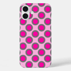 Coque Pour iPhone 16 Plus Points tournés, fuchsia, gris et rose