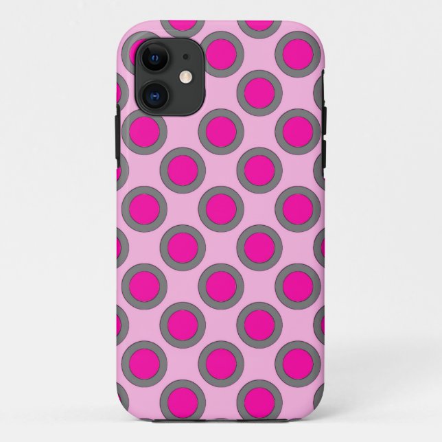 Coques Case-Mate iPhone Points tournés, fuchsia, gris et rose (Dos)