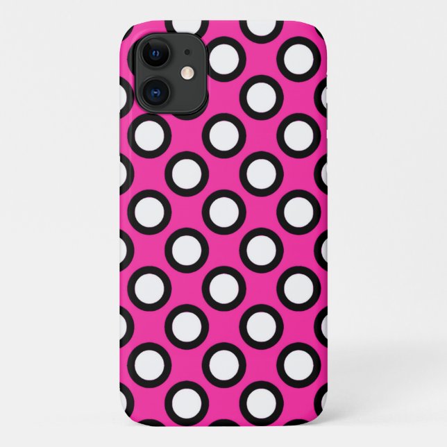 Coques Case-Mate iPhone Points tournés, fuchsia, noir et blanc (Dos)