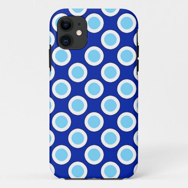 Coques Case-Mate iPhone Points tournés rétros, bleu cobalt et blanc (Dos)