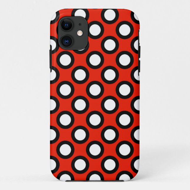 Coques Case-Mate iPhone Points tournés rétros, rouge, noir et blanc (Dos)