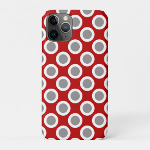 Coque iPhone 11 Pro Points tournés rétros, rouge profond et gris