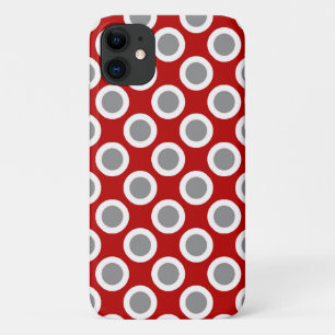 Etui iPhone Case-Mate Points tournés rétros, rouge profond et gris