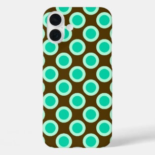 Coque Pour iPhone 16 Plus Points tournés vers l'arrière, brun et turquoise