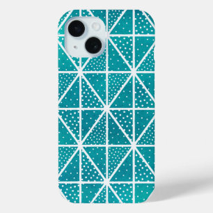 Coque Case-Mate iPhone Points triangulaires Motif géométrique bleu turquo