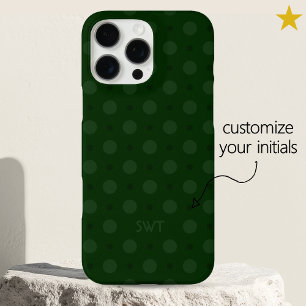 Coque iPhone 16 Pro Max Points verts classiques personnalisables avec init