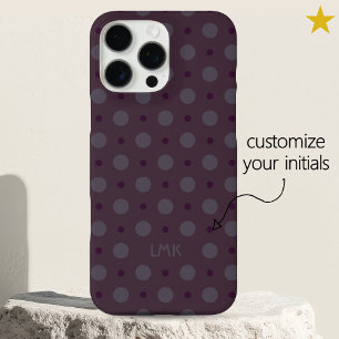 Coque iPhone 16 Pro Max Points violets sophistiqués Initiales Nom personna