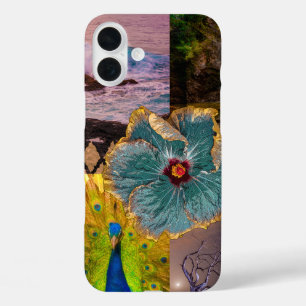 Coque Pour iPhone 16 Plus Poipu Sunrise, Kauai Hawaiian Peacock Collage