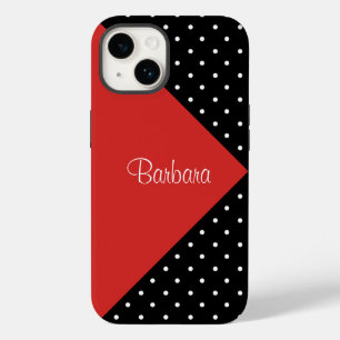 Coque Pour iPhone 14 Pois à la mode de la tomate rouge, noir et blanc