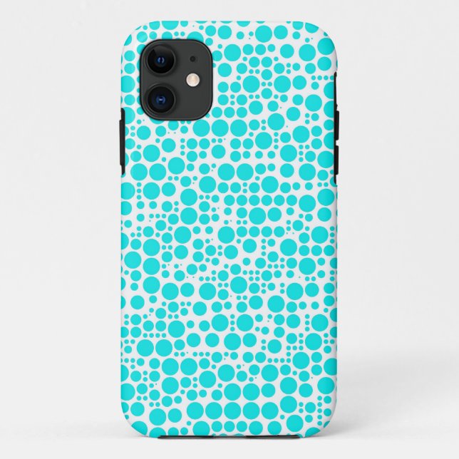 Coques Case-Mate iPhone Pois Aqua (Cyan) sur Arrière - plan blanc (Dos)