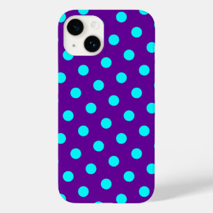 Coque Pour iPhone 14 Pois aqua et violet