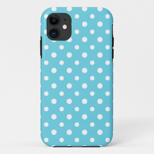 Coques Case-Mate iPhone Pois blancs chic sur Turquoise (Dos)