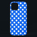 Coque iPhone 12 Pois blancs sur bleu royal<br><div class="desc">Pois blancs sur bleu royal</div>