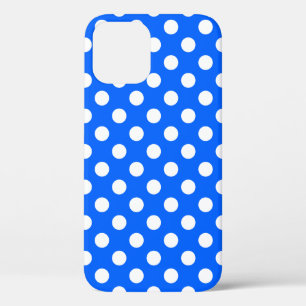 Coque iPhone 12 Pois blancs sur bleu royal