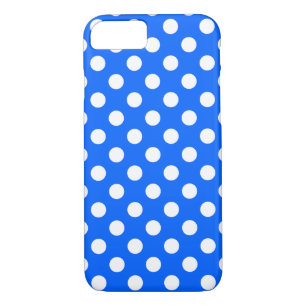 Coque iPhone 7 Pois blancs sur bleu royal