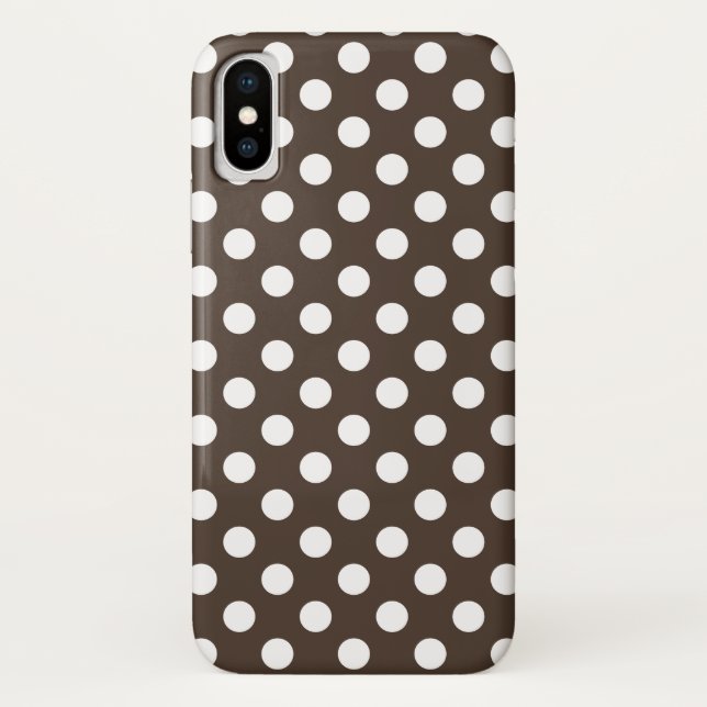 Coques Case-Mate iPhone Pois blancs sur brun (Dos)