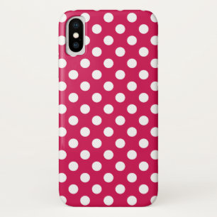 Coque iPhone X Pois blancs sur cerise