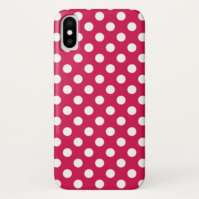 Coques Case-Mate iPhone Pois blancs sur cerise (Dos)