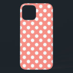 Coque iPhone 12 Pois blancs sur la pêche<br><div class="desc">Pois blancs sur la pêche</div>