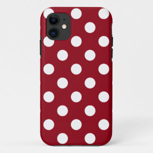 Coques Pour iPhone Pois blancs sur le rouge Crimson