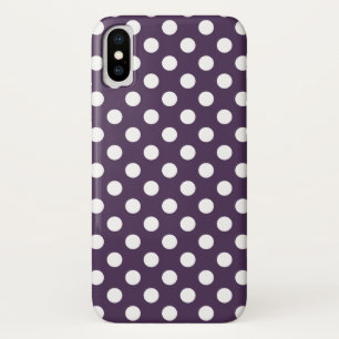 Coque iPhone X Pois blancs sur prune violette