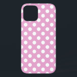 Coques Pour iPhone Pois blancs sur rose pâle<br><div class="desc">Pois blancs sur rose pâle</div>
