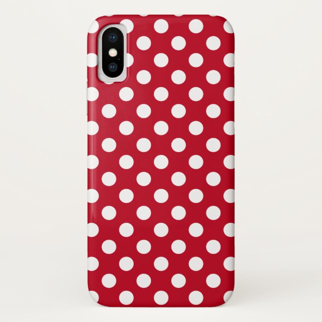 Coques Case-Mate iPhone Pois blancs sur rouge (Dos)
