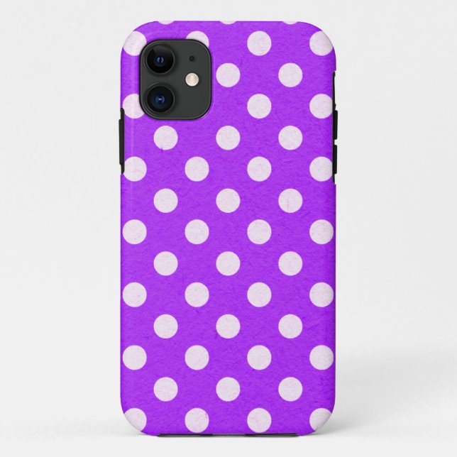 Coques Case-Mate iPhone Pois blancs sur violet (Dos)