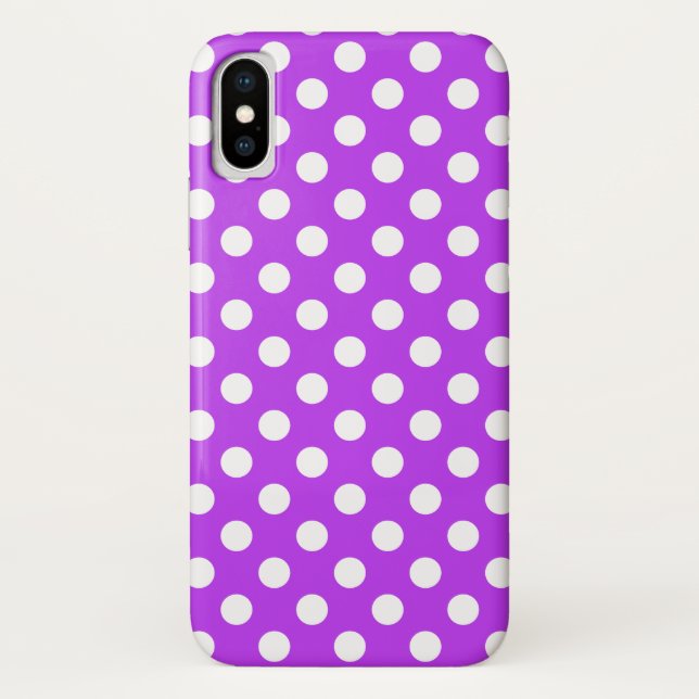 Coques Case-Mate iPhone Pois blancs sur violet clair (Dos)
