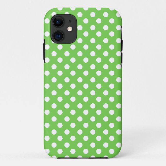 Coques Case-Mate iPhone Pois blancs verts (Dos)
