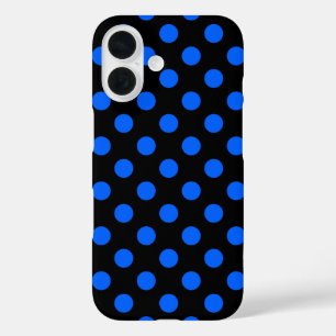 Coque Pour iPhone 16 Pois bleu et noir