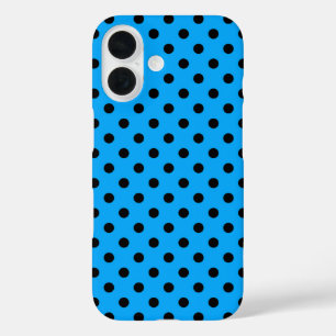 Coque Pour iPhone 16 Pois bleu et noir