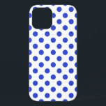 Coque Case-Mate iPhone Pois bleu royal<br><div class="desc">Pois bleus royaux sur arrière - plan blanc</div>