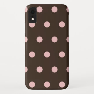 Coque Pour iPhone XR Pois Brown et roses