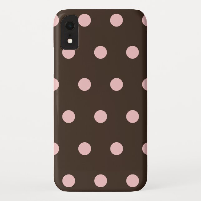 Coques Case-Mate iPhone Pois Brown et roses (Dos)