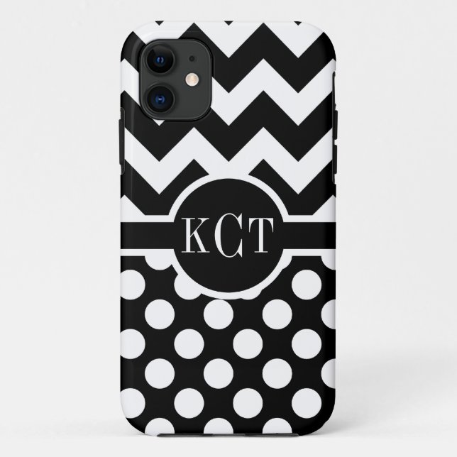 Coques Case-Mate iPhone Pois Chevron Motif Monogramme (Dos)
