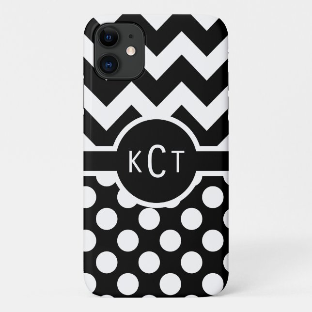 Coques Case-Mate iPhone Pois Chevron Motif Monogramme (Dos)