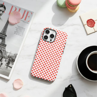Coque iPhone 16 Pro Max Pois classique élégant rouge et blanc motif