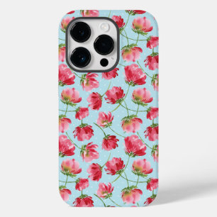 Coque Case-Mate iPhone Pois  de fleurs d'aquarelle rouge de Crimson