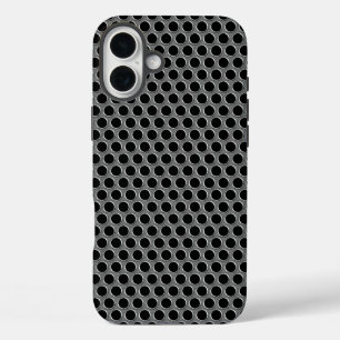 Coque Pour iPhone 16 Plus Pois de Grille d'argent métallique industriel
