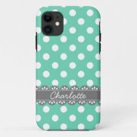 Pois de menthe et dentelle grise à la mode