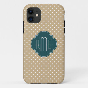 Etui iPhone Case-Mate Pois de sable Tan Turquoise Quatrefoil Monogramme