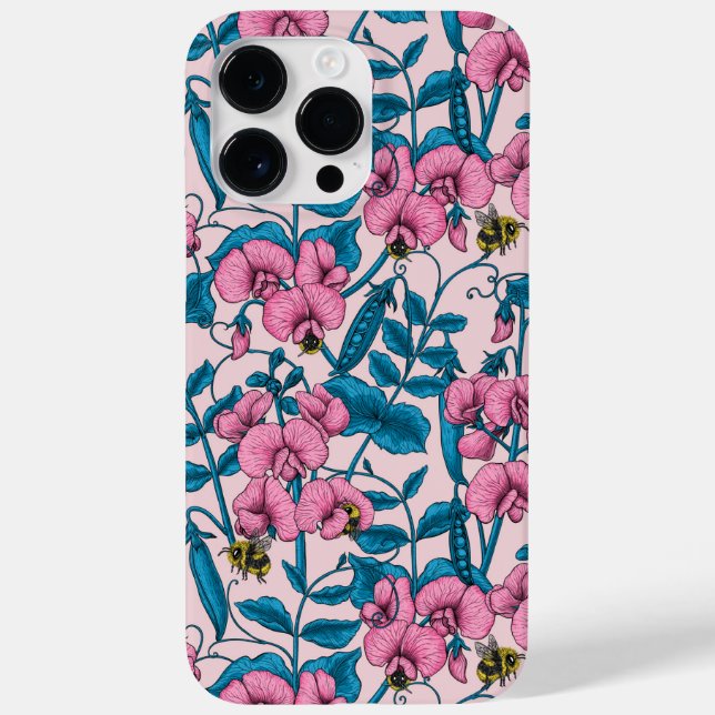 Coques Case-Mate iPhone Pois doux et bourdons, rose et bleu (Verso)
