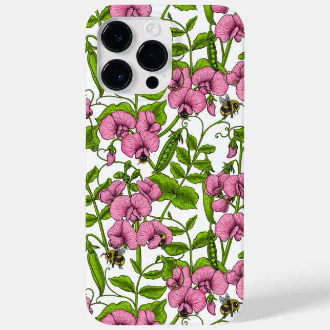 Coques Case-Mate iPhone Pois doux et bourdons, rose, vert et blanc (Verso)